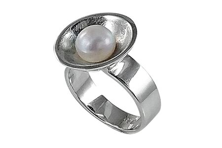 Ring Silber 925 Schale mit Süsswasser-Zuchtperle Brautschmuck von Aluna bei Juwelier Fridrich in München