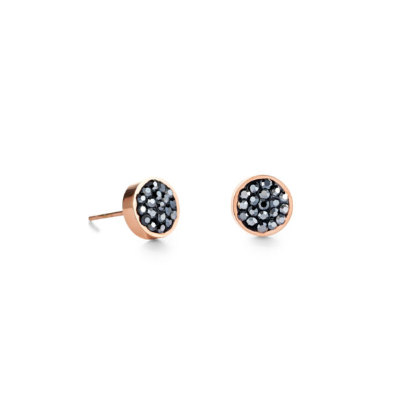 Ohrringe Edelstahl roségold & Kristalle Pavé anthrazit von Cœur de Lion bei Juwelier Martin in Wittlich