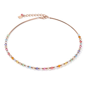 Halskette Swarovski® Kristalle & Edelstahl roségold multicolor pastell 1 von Cœur de Lion bei Juwelier Fridrich in München