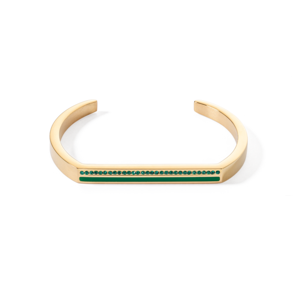 Armreif Cuff Square Stripes gold-grün 013332054916