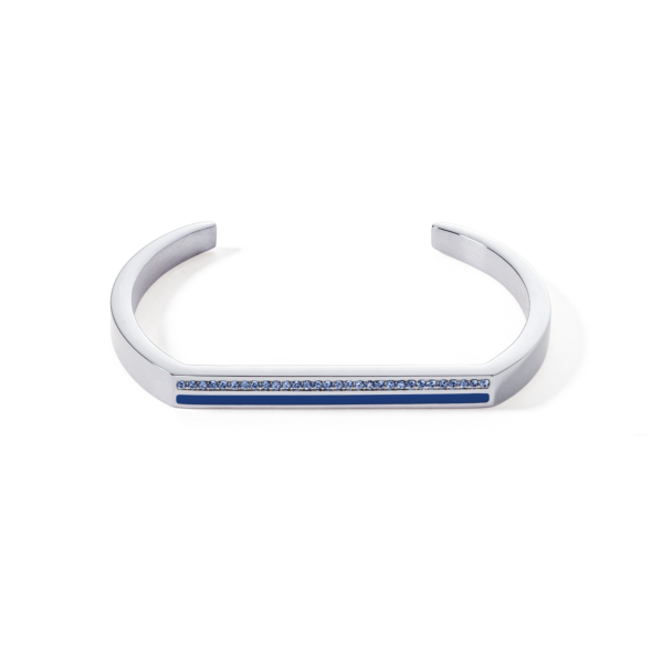 Armreif Cuff Square Stripes silber-blau 013332071718