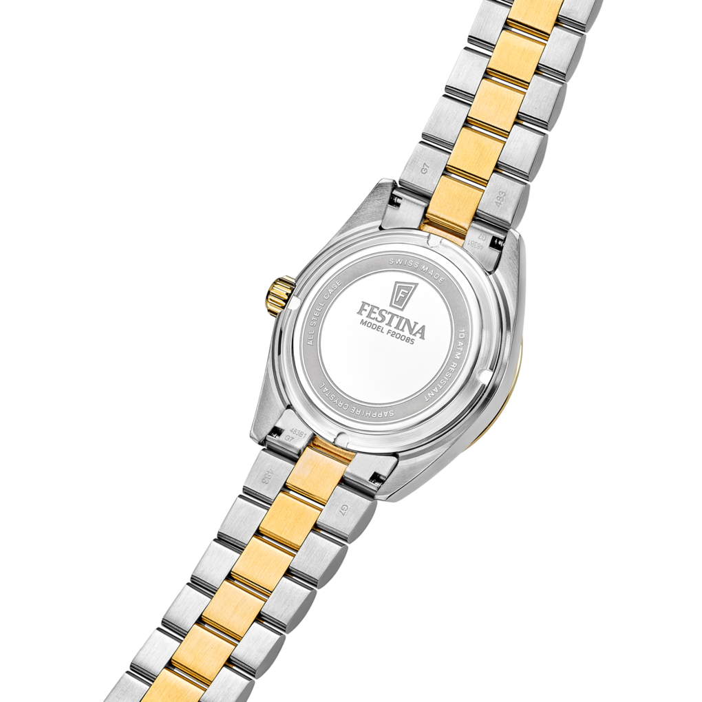 Festina Swiss Made Herrenuhr Classic Steel F20085/A Gold Edelstahlarmband – Bild 3